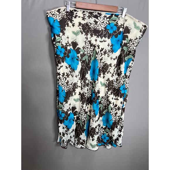 Marianne Boho Floral Skirt Sz 2X Lined Cocktail Office USA Lace Stretch Midi 70s - Picture 2 of 9